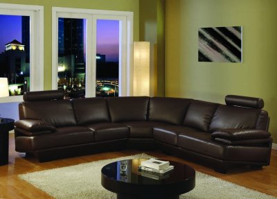 Leather Furniture  on Brown Color Bonded Leather Upholstery Modern Sectional At Furniture