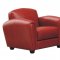 Red Full Leather Sofa & 2 Chairs Set