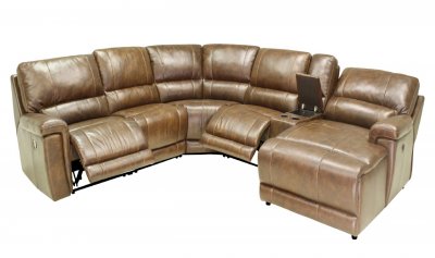 Reclining Leather Sectionals on Hazelnut Full Leather 6pc Modern Reclining Sectional Sofa At Furniture