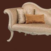 Taj Traditional Chaise in Fabric w/Carving