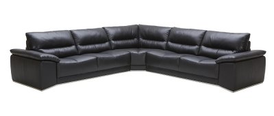Romeo Sectional Sofa in Black Premium Leather by J&M