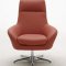 Orange, Brown or Off White Top Grain Leather Modern Swivel Chair
