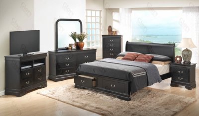 G3150D Bedroom by Glory Furniture in Black w/Storage Bed