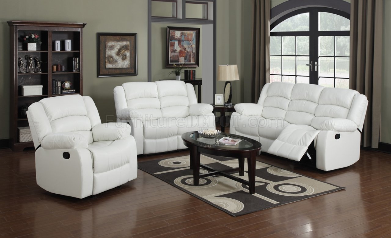 white leather motion sofa
