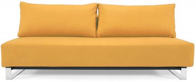 Basic Mustard Fabric Modern Sofa Bed w/Stainless Steel Legs