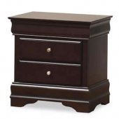 Rich Cappuccino Finish Contemporary Two-Drawer Nightstand