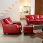 Red Full Italian Leather Modern 3Pc Living Room Set