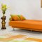 Orange Micrifiber Modern Covertible Sofa Bed w/Optional Chair
