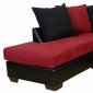 Burgundy Fabric & Black Bicast Modern Sectional Sofa