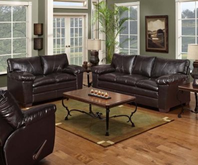 Dark Wine Leatherette Modern Sofa & Loveseat Set