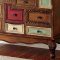 Desree Accent Cabinet CM-AC149 in Antique Walnut & Multi-Colored