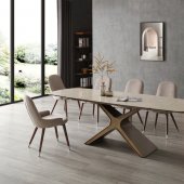 9368 Dining Table Taupe by ESF w/Optional 1287 Beige Chairs