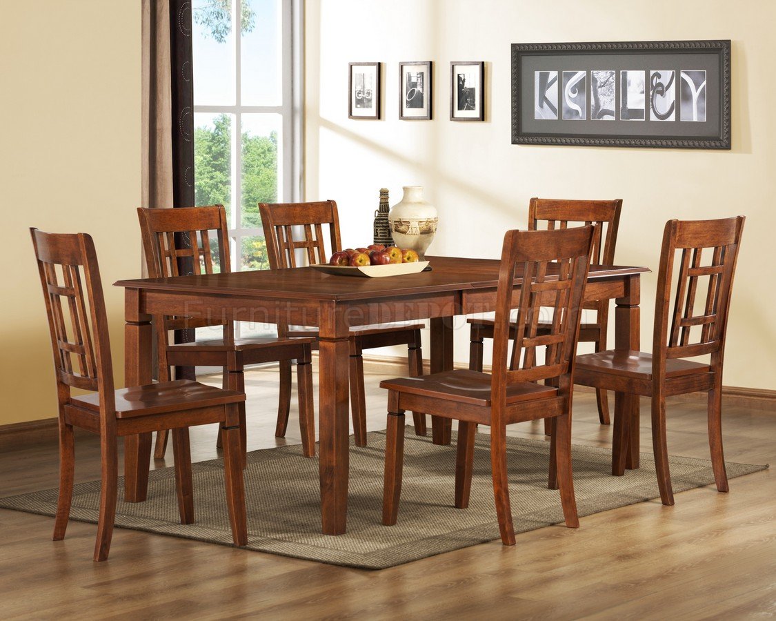 Medium Brown Cherry Modern Dining Table w/Optional Side Chairs