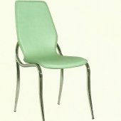 Green Vinyl Set of 4 Modern Dining Chairs w/Chromed Metal Legs