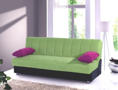 Leon Sofa Bed Convertible in Green Microfiber by Rain