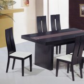 Modern Wenge Finish Dining Table with Glass Inlay