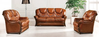 Brown Leather 67 Modern Sofa by ESF w/Options & Wood Framing