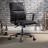 Indra Office Chair 92569 in Onyx Black Top Grain Leather by Acme