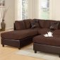 Chocolate Microfiber Modern Sectional Sofa w/Ottoman