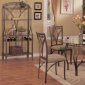 Bronze Metal Modern Dinette Set of Table & 4 Chairs w/Options