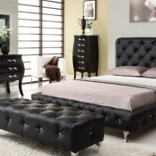 Maria Bed in Black Tufted Leatherette