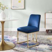Amplify Dining Chair Set of 2 in Navy Velvet Fabric by Modway