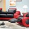 Black & Red Two-Tone Leather 3Pc Modern Living Room Set