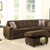 Belville Sectional Sofa 52700 in Chocolate Velvet by Acme