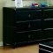 Black Bycast Leather Contemporary 5Pc Bedroom Set w/Stitchings
