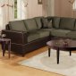Sage Microfiber Contemporary Sectional Sofa w/Faux Leather Base