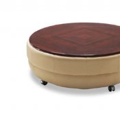 Beige Round Shape Stylish Coffee Table W/Cherry Wooden Cover