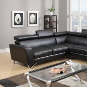 U9836 Sectional Sofa in Black Leatherette by Global