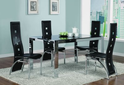 Chrome Metal Frame Dining Room Table w/Tinted Glass Top