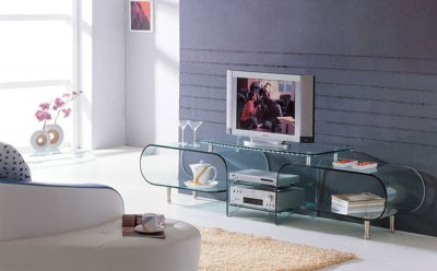 Glass Stand on Clear Glass Modern Tv Stand W Storage Shelves At Furniture Depot