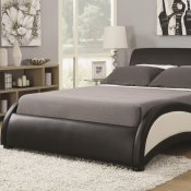 Niguel 300170 Upholstered Bed Black/White Leatherette by Coaster