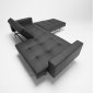 Splitback Sofa Bed w/Arms & Steel Legs in Black Leatherette