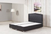 Casa Rest Queen Bed Upholstered in Black Leatherette by Casamode