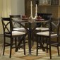 Warm Cherry Modern Glass Top 5 Pc Counter Height Dinette Set