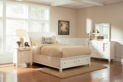 Sandy Beach 201309 5Pc White Bedroom Set w/Storage Bed & Options