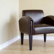 Brown Color Contemporary Club Chair In Leather Upholstery