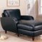 Black Bonded Leather Retro Style Living Room w/Soft Seating