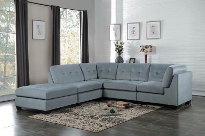 Savarin Sectional Sofa 8226GY in Light Grey Fabric - Homelegance