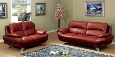 S282-DR Sofa in Dark Red Leather by Pantek w/Options