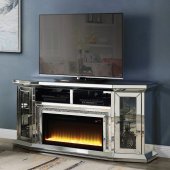Noralie TV Stand w/Fireplace & LED AC00517 in Mirrored by Acme