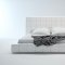 White Bonded Leather Modern Bed w/Oversized Headboard