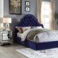 Madison Upholstered Bed in Navy Velvet Fabric w/Options