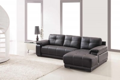 Espresso Bonded Leather Contemporary Elegant Sectional Sofa