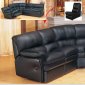Black Leather Contemporary Sectional Sofa with Recliner