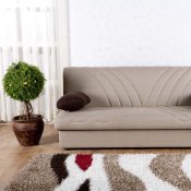 Dark Beige Fabric Modern Sofa Bed w/Storage