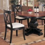 Antique Black Traditional Dinette Table w/Walnut Round Top